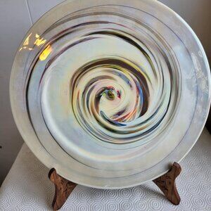 Vintage Italian Yalos Casa Murano 12" Plate Milleflori Swirl Art